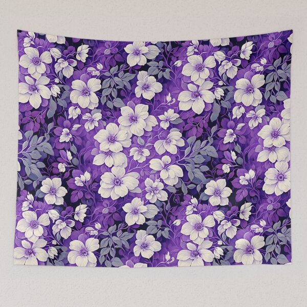 Item preview, purple and white entwined repeating flower pattern designed and sold by flashyflowers.