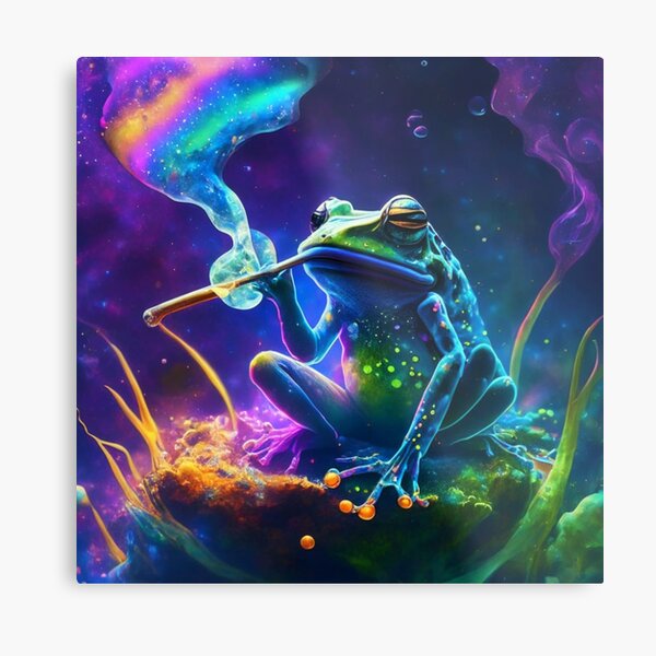 Frog Smoking Metal Prints for Sale