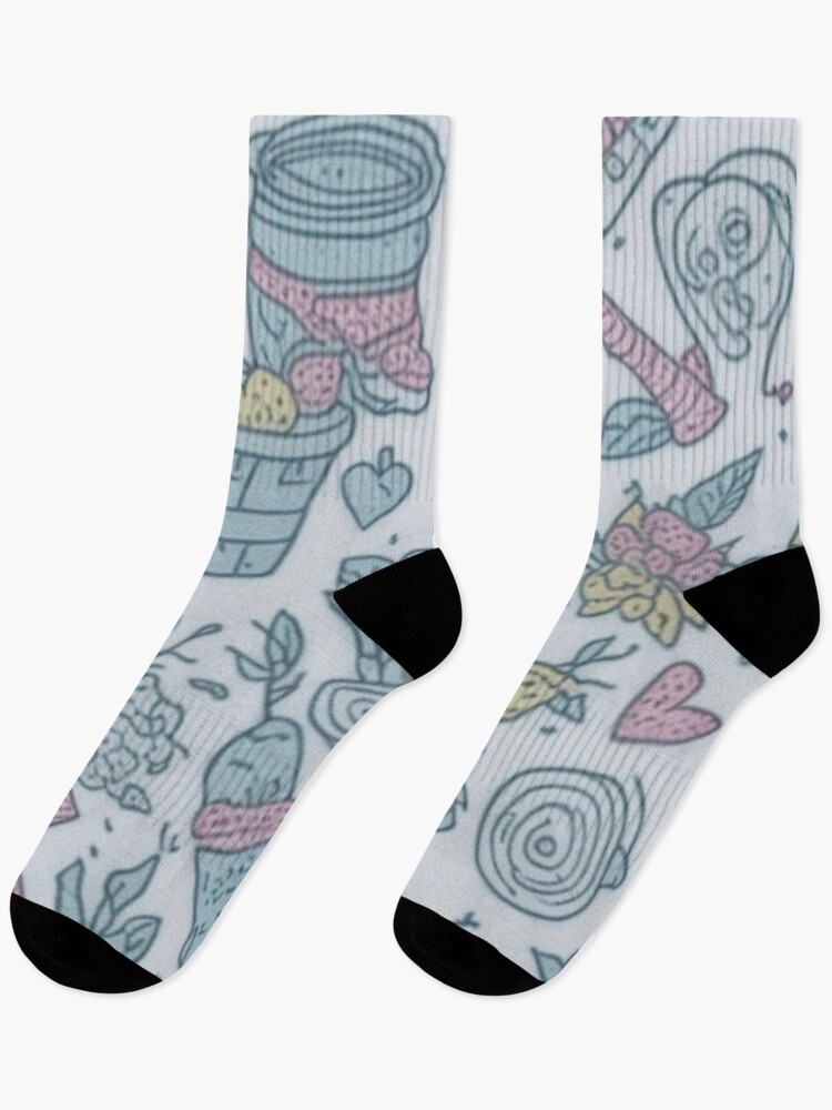 Thumbnail 1 of 5, Socks, Random Doodles Pattern Design Print designed and sold by randomtdesigns.