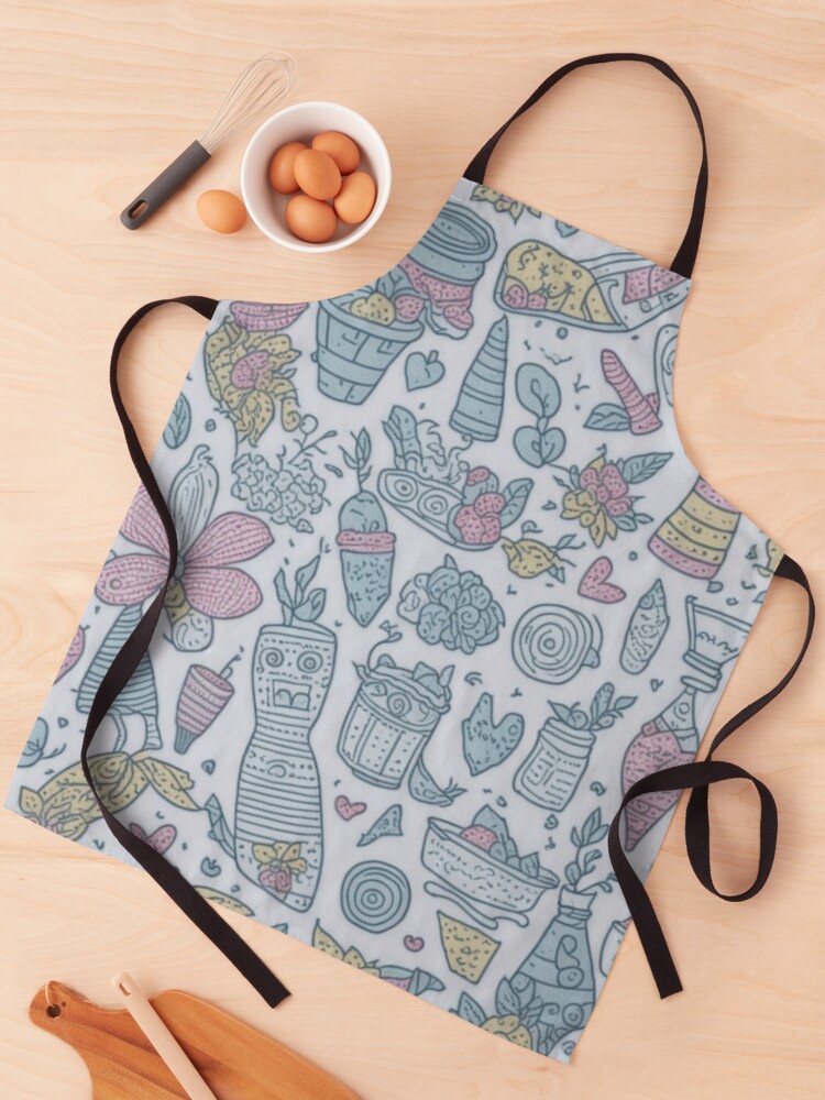 Thumbnail 1 of 6, Apron, Random Doodles Pattern Design Print designed and sold by randomtdesigns.