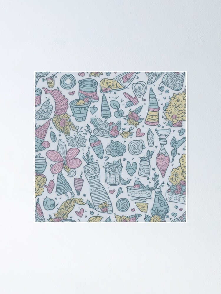 Thumbnail 1 of 3, Poster, Random Doodles Pattern Design Print designed and sold by randomtdesigns.