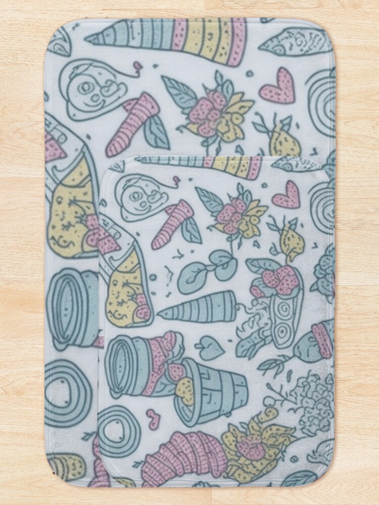Thumbnail 5 of 6, Bath Mat, Random Doodles Pattern Design Print designed and sold by randomtdesigns.