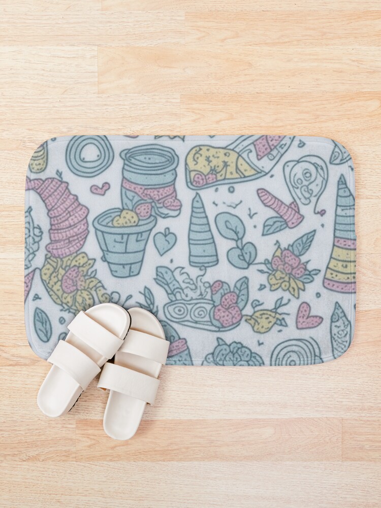 Thumbnail 1 of 6, Bath Mat, Random Doodles Pattern Design Print designed and sold by randomtdesigns.