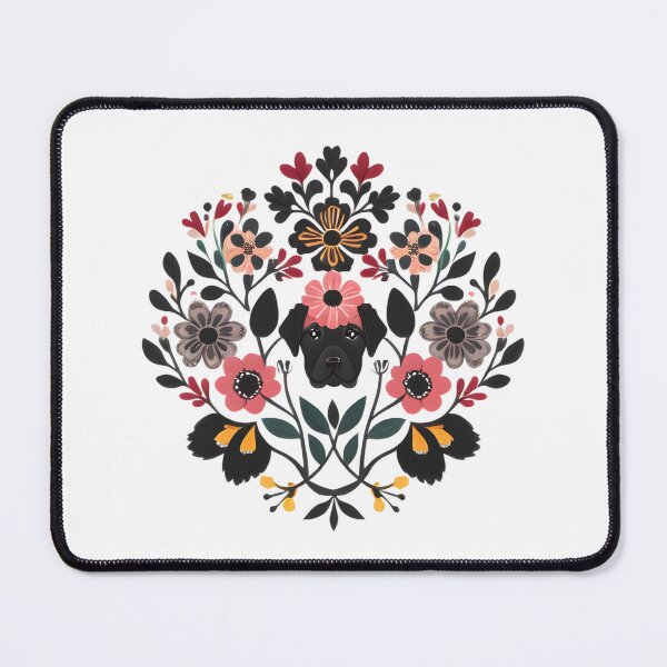 Item preview, Black Lab Dog Puppy Surrounded by Flowers designed and sold by hyggefolkart.