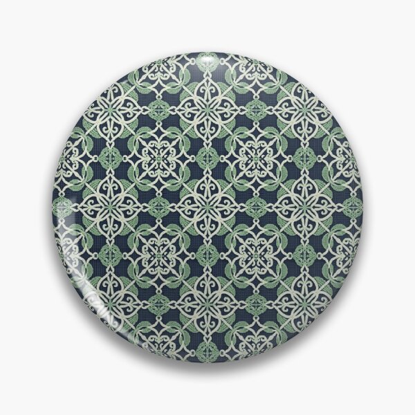 Artikelvorschau, Kunstvolle Stickerei mit Akzenten in dunklem Indigo und hellbeige entworfen und verkauft von ShopWilPrints.