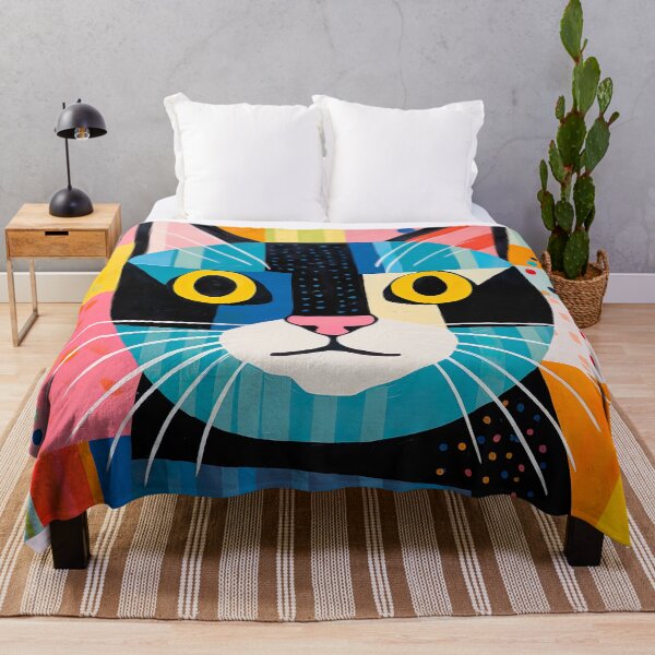 Item preview, Vibrant Whiskers - A Playful Cat Painting in Colorful Composition designed and sold by vadimcarazan.