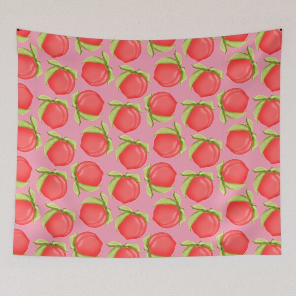 Item preview, Juicy Peaches On Pink Background, Fruit Pattern designed and sold by tartagain.