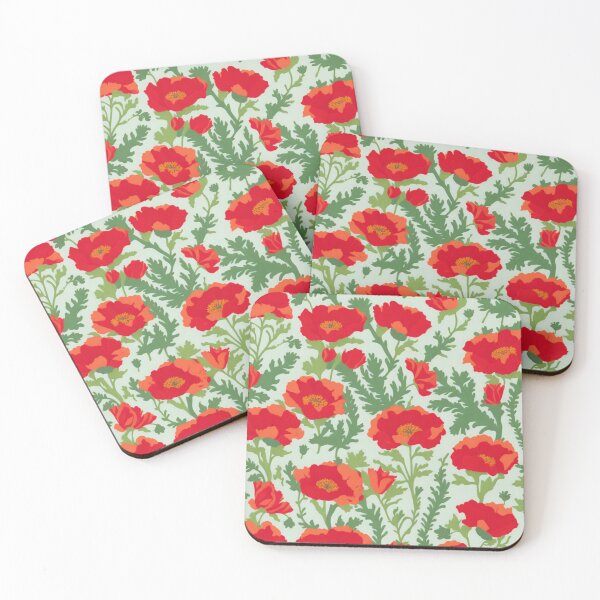 Item preview, Poppy Flower Painting Style Pattern Design Print designed and sold by randomtdesigns.