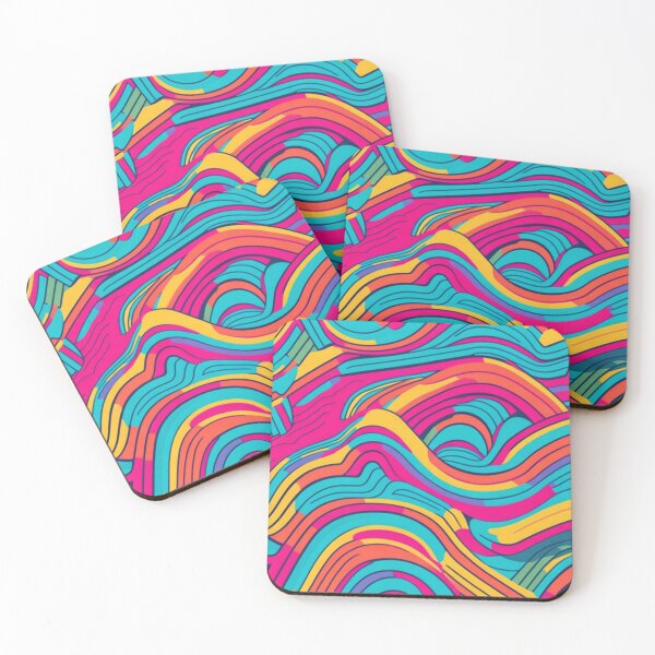 Item preview, Vibrant Colorful Retro Waves Pattern Design Print designed and sold by randomtdesigns.
