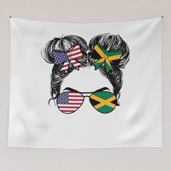 Item preview, Half American Half Jamaican Girl USA Haiti Flag Patriot designed and sold by mainana78.