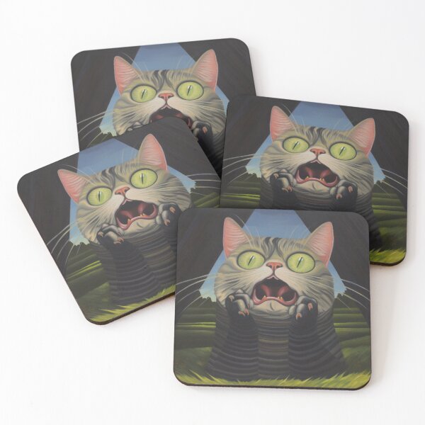 Item preview, Startled Whiskers - Exaggerated Expressions on Striped Canvas designed and sold by vadimcarazan.