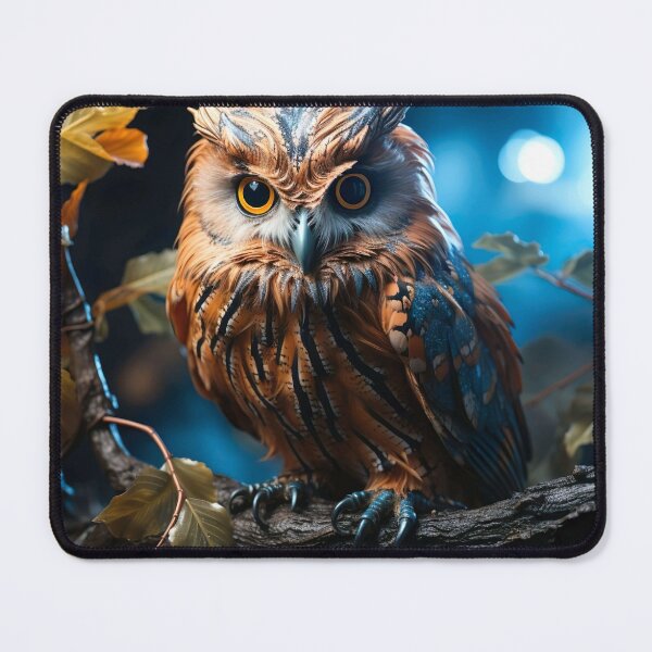 Item preview, A wise-looking owl perched on a tree branch at night designed and sold by artumbre.