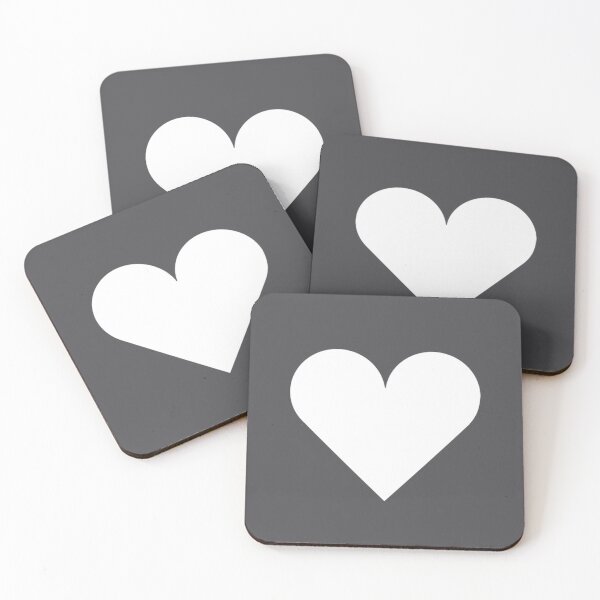 Item preview, Single WHITE LOVE HEART on a CHARCOAL GREY Background designed and sold by RachelMacht.