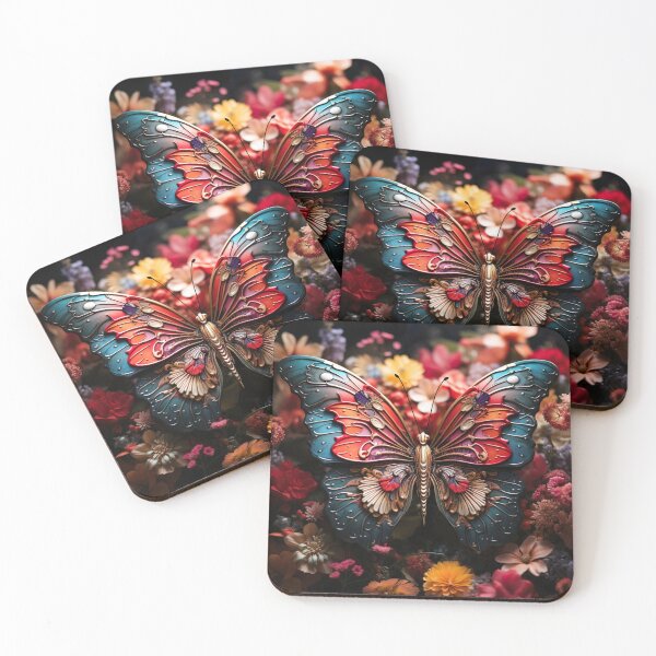 Item preview, A colorful butterfly fluttering among vibrant flowers designed and sold by artumbre.
