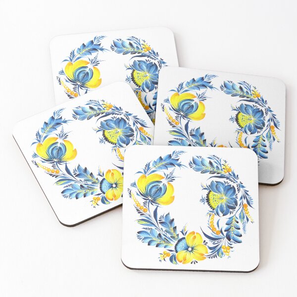 Item preview, Ukrainian art, Petrykivka, Ukrainian flowers, yellow blue flowers, floral print for printing designed and sold by Sunflower-7.