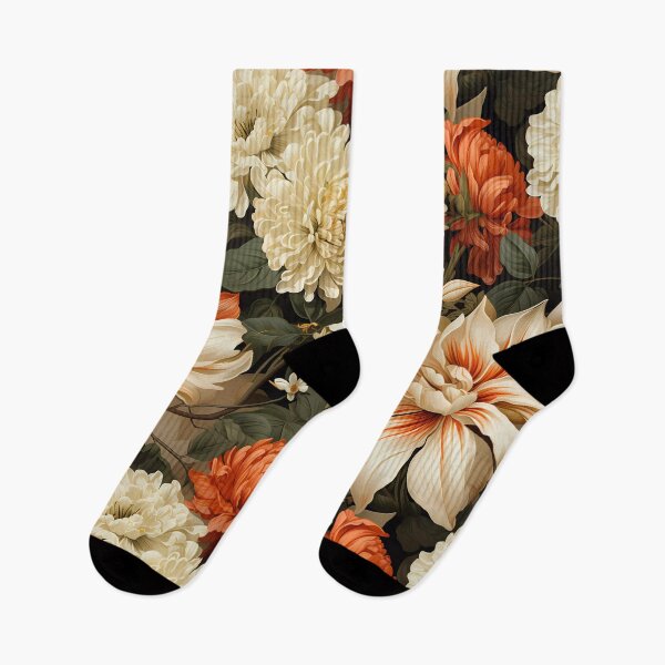 Item preview, Orange and white floral pattern designed and sold by the99thstudio.