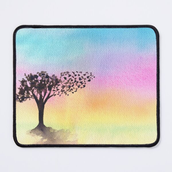 Item preview, Rainbow sky with birds flying from a tree watercolor painting designed and sold by AnissaF.