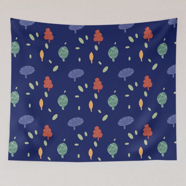 Item preview, Tree colorful textured abstract deep blue pattern designed and sold by Yana Mustafina | Boho Soulful Designs.