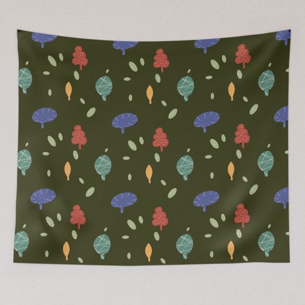 Item preview, Tree colorful textured abstract green fun pattern designed and sold by Yana Mustafina | Boho Soulful Designs.