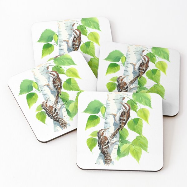 Item preview, Treecreepers climbing on birch tree designed and sold by ColorOfBirds.