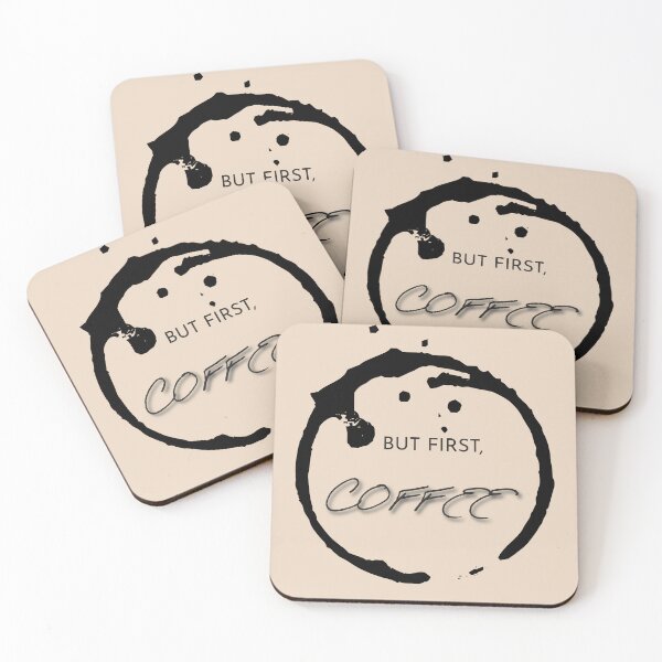 Item preview, But first, coffee text on a beige background designed and sold by Digital-Thought.