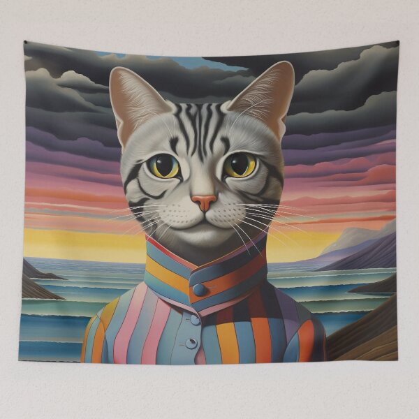 Item preview, Seaside Serenade - A Colorful Cat by the Expansive Ocean designed and sold by vadimcarazan.