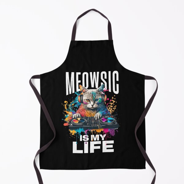 Item preview, Meowsic is my life :: funny colorful cat dj turntable design designed and sold by printworxx.