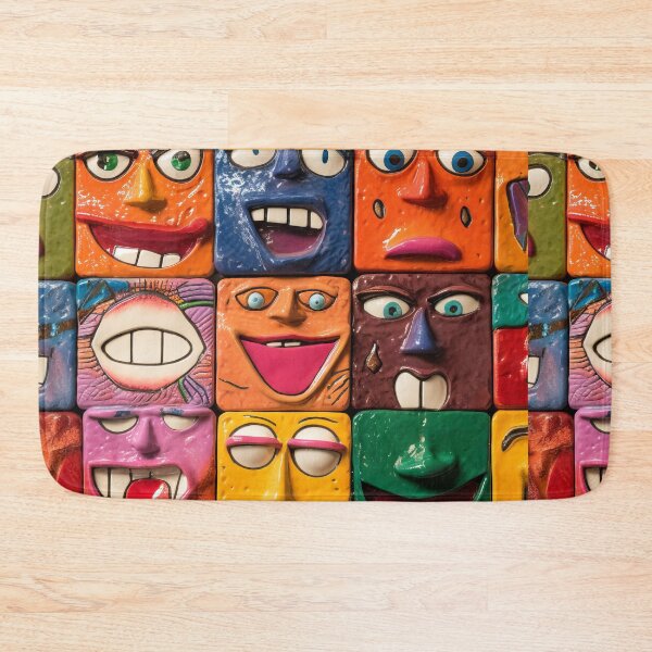 Artikelvorschau, Colorful Cheerful Faces - Small Antique Ceramic Tiles Full of Joy entworfen und verkauft von Piotrek0001.