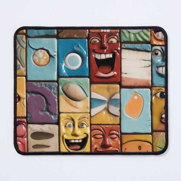 Artikelvorschau, Colorful Cheerful Faces - Small Antique Ceramic Tiles Full of Joy entworfen und verkauft von Piotrek0001.