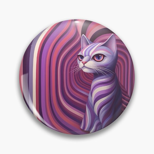 Item preview, Enigmatic Feline - A Surrealistic Op Art Painting in Purple Hues designed and sold by vadimcarazan.