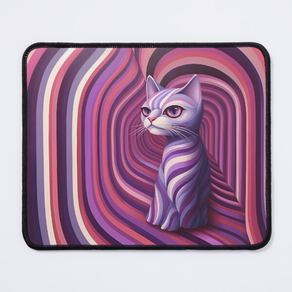 Item preview, Enigmatic Feline - A Surrealistic Op Art Painting in Purple Hues designed and sold by vadimcarazan.