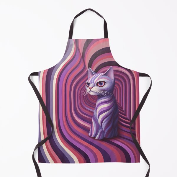 Item preview, Enigmatic Feline - A Surrealistic Op Art Painting in Purple Hues designed and sold by vadimcarazan.