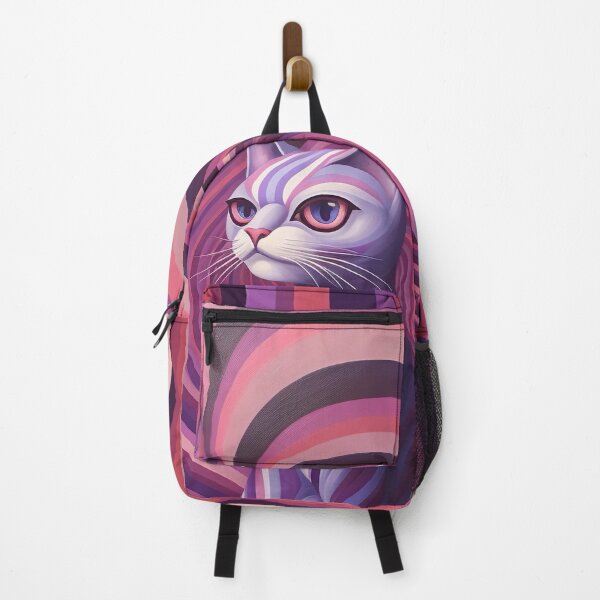 Item preview, Enigmatic Feline - A Surrealistic Op Art Painting in Purple Hues designed and sold by vadimcarazan.