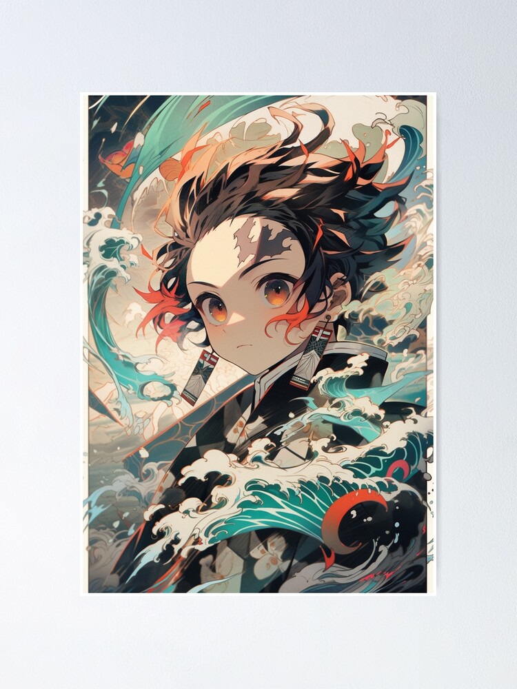 Slayer Anime Tanjiro Water Breathing Poster For Sale By Atlex Redbubble