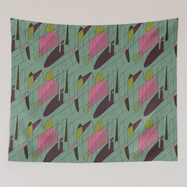 Item preview, Scribble color block fun chaotic turquoise pattern designed and sold by Yana Mustafina | Boho Soulful Designs.