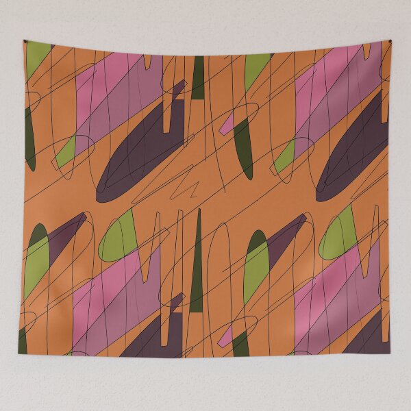 Item preview, Scribble color block fun chaotic orange pattern designed and sold by Yana Mustafina | Boho Soulful Designs.