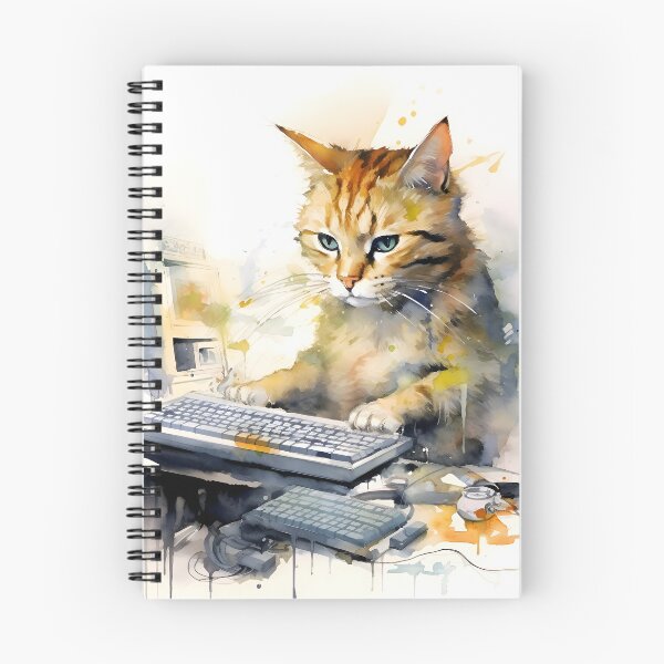 Item preview, cat working designed and sold by Banna Baber.
