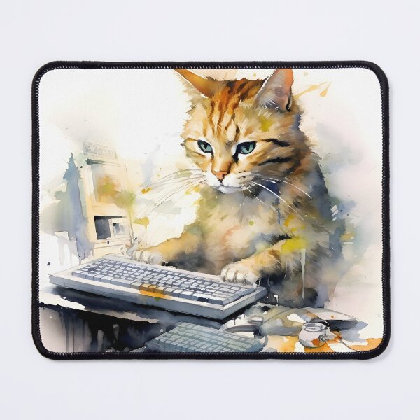 Item preview, cat working designed and sold by Banna Baber.