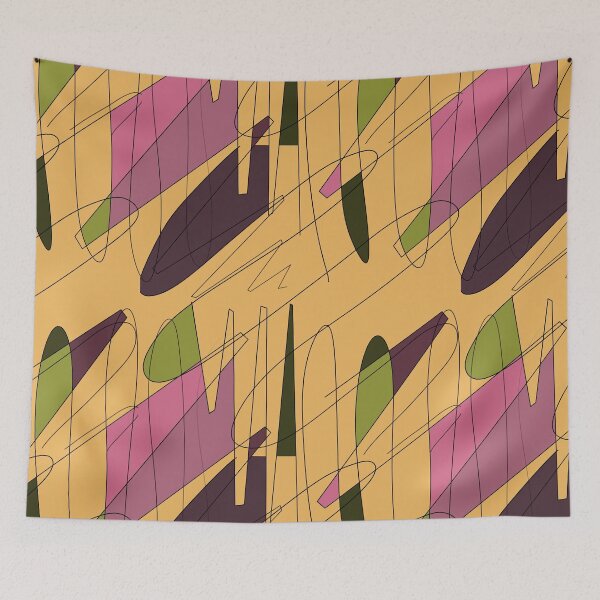 Item preview, Scribble color block fun chaotic yellow pattern designed and sold by Yana Mustafina | Boho Soulful Designs.