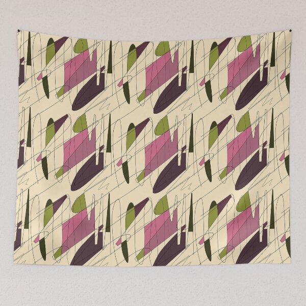 Item preview, Scribble color block fun chaotic beige pattern designed and sold by Yana Mustafina | Boho Soulful Designs.