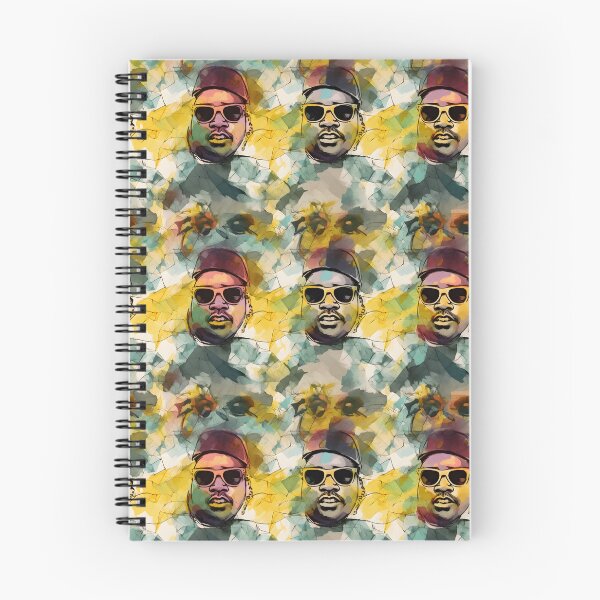 Aperçu de l'œuvre Motif aquarelle rétro E-40 - Jaunes et bleus vibrants capturant les vibrations hip-hop créée et vendue par Retro-ArtDeco.