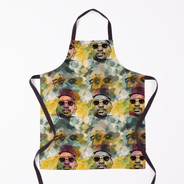Aperçu de l'œuvre Motif aquarelle rétro E-40 - Jaunes et bleus vibrants capturant les vibrations hip-hop créée et vendue par Retro-ArtDeco.