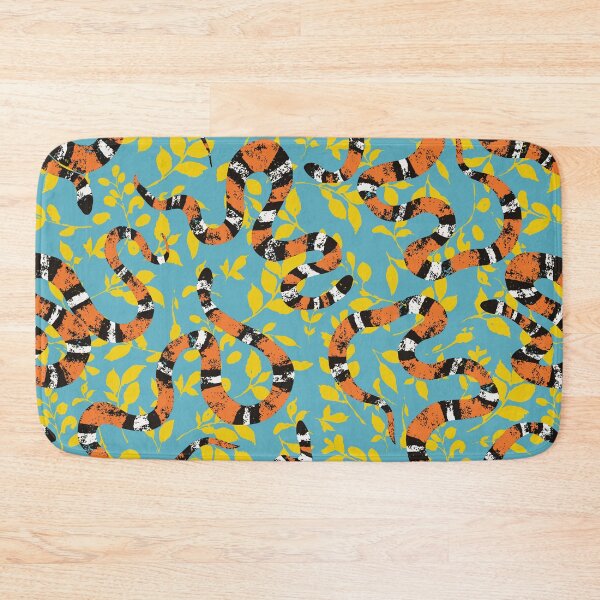 Item preview, Multi-Directional Textured Scarlet Snakes in the Forest - Teal and Yellow designed and sold by Valerie Englehart.