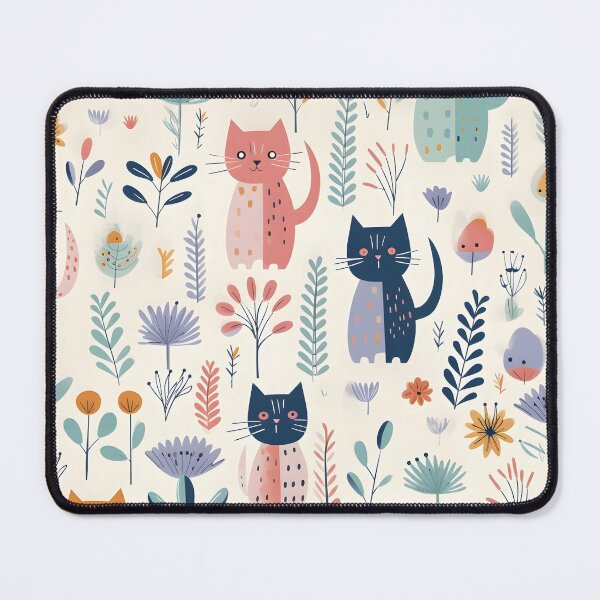 Item preview, Whimsical Cats in Bloom: Mid-Century Fabric Design designed and sold by BNCH44.
