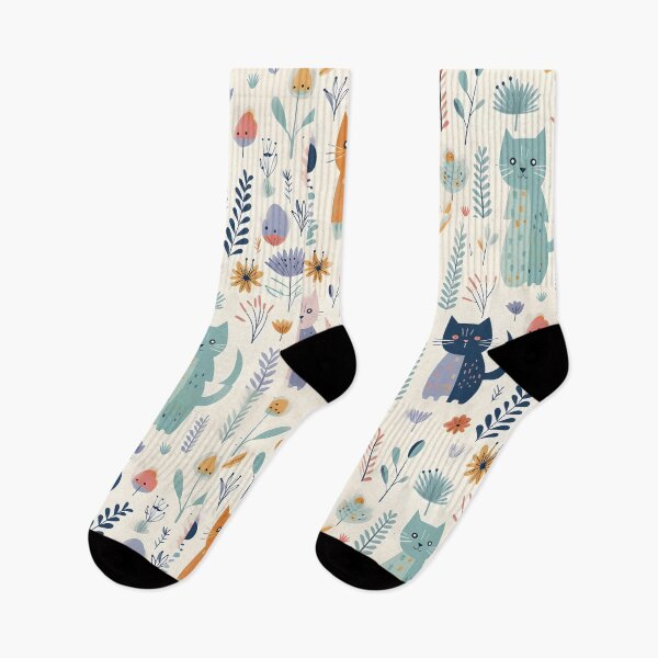 Item preview, Whimsical Cats in Bloom: Mid-Century Fabric Design designed and sold by BNCH44.