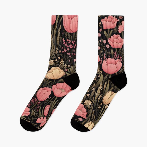 Item preview, Enchanting Tulip Fields: Pink and Light Amber Floral Pattern designed and sold by DigitArtisan.