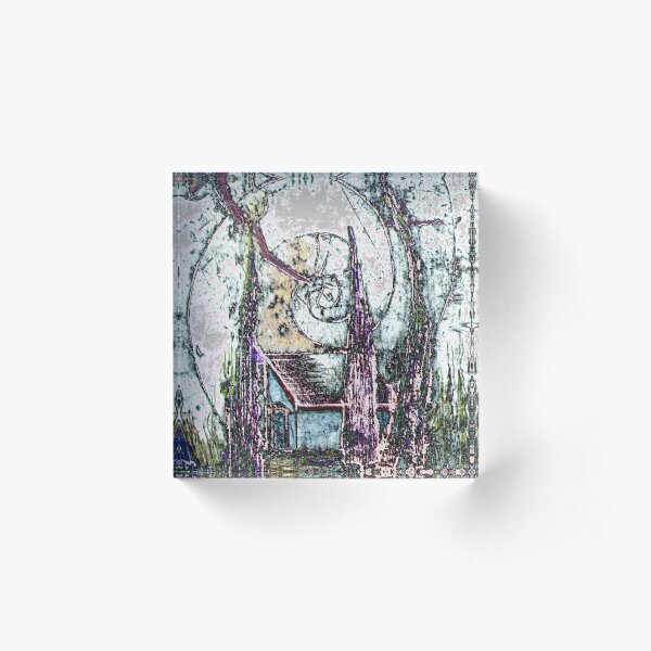 House in the Woods Moonlight Acrylic Block