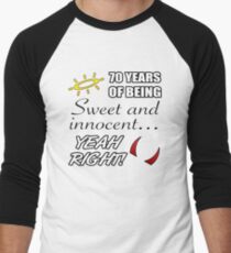 Cute 70th Birthday Humor Men's Baseball ¾ T-Shirt