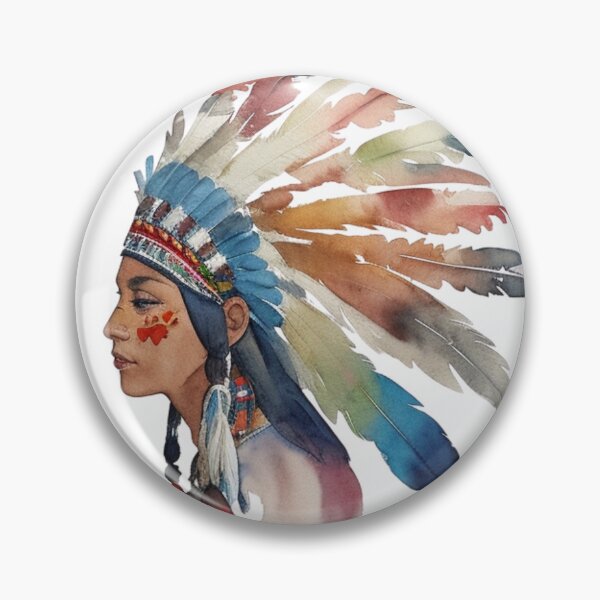 Item preview, watercolor Native Americane Head   designed and sold by Mo-rx.