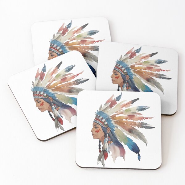 Item preview, watercolor Native Americane Head   designed and sold by Mo-rx.